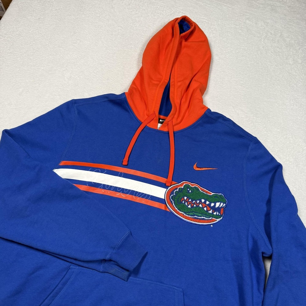 Florida Gators‎ Hoodie Mens Large Blue Orange NCAA Football Nike Fleece Pullover